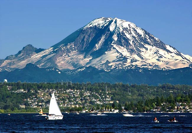 Mount Rainier from Lake Washington - Seattle, Washington