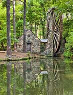Berry Schools Old Mill and pond reflection - Mount Berry, Georgia
