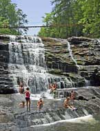 Swimmers at Cane Creek Cascade - Fall Creek Falls State Resort Park, Tennessee