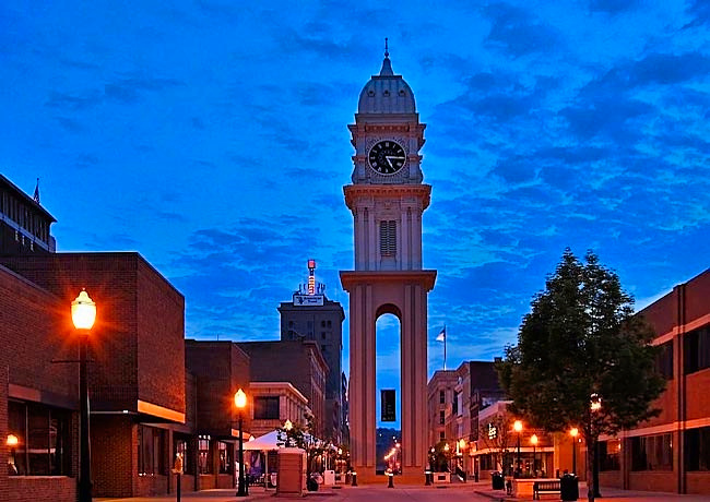 Town Plaza and Clock - Dubuque, Iowa