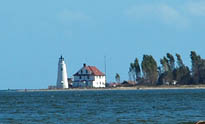 Cove Point Light from Calvert Cliffs viewpoint