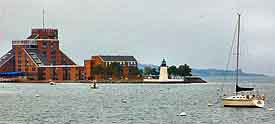 Goat Island Light and the Newport Harbor Island Resort