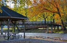 Oconaluftee Islands footbridge and pavillion - Cherokee, North Carolina