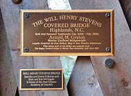 Stevens Bridge Plaque - Bascom Art Center, Highlands, North Carolina