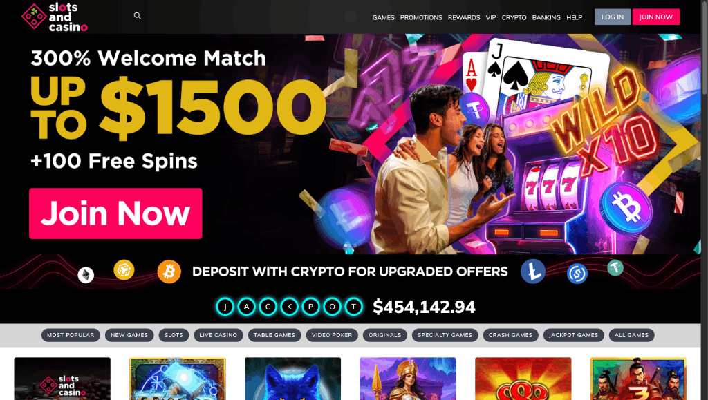 Slots and Casino homepage