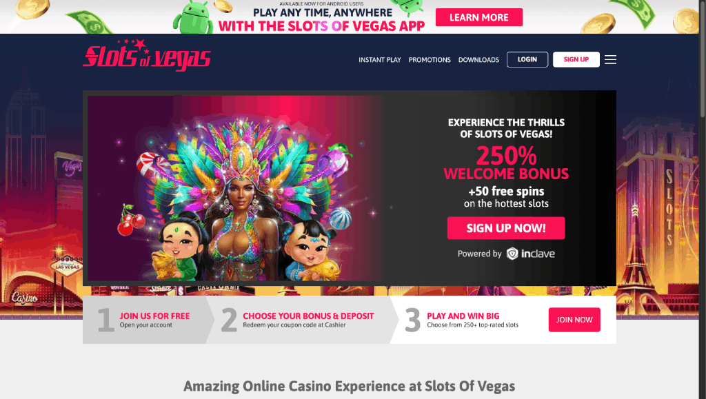 Slots of Vegas homepage screenshot